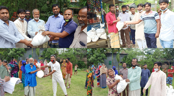 ধানকোড়ায় ত্রান সামগ্রী পৌঁছে দিচ্ছে ওয়ার্ড আ.লীগের নেতারা